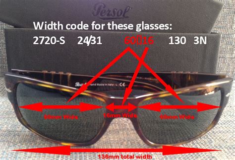 persol frame size guide.